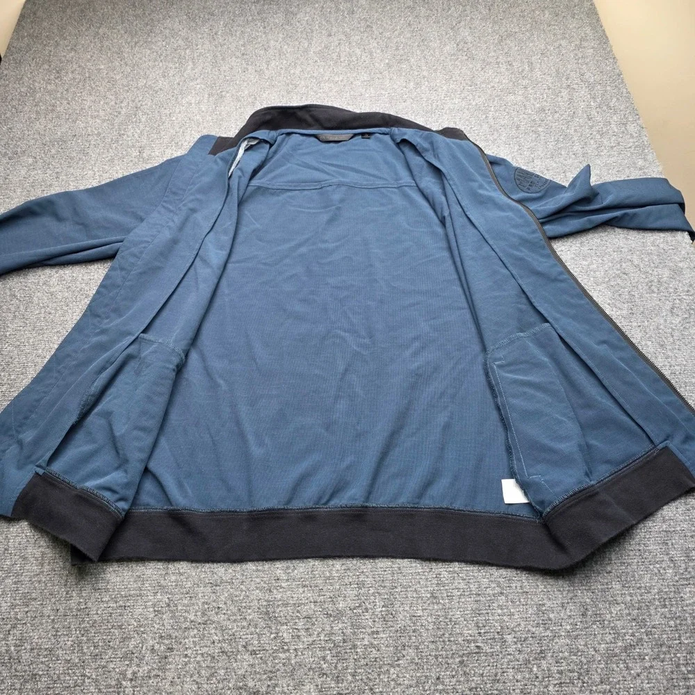 Travis Mathew Men Medium M Blue Full Zip Jacket Pima Cotton Manito Golf Pro Shop